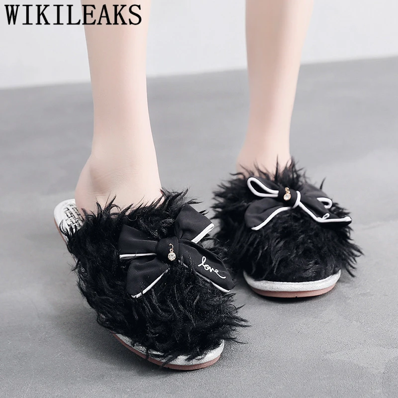 fur mules womens