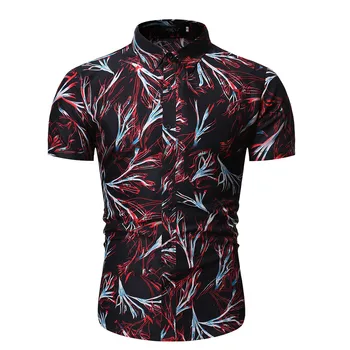 

Men Shirt Spring Summer Style Design Casual Slim Printed Short Sleeve Shirts Top Beach Tops Soft Blouse Hot Shirts Men #326