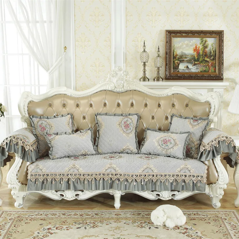

Chenille Winter Lace Sofa Pad European Style Sectional Sofa Cushion Cover Towel Full Cover