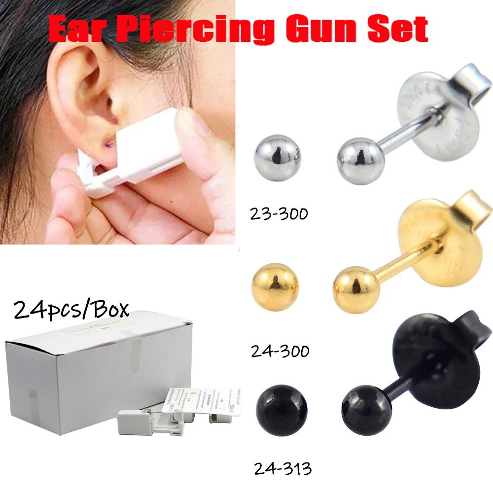 24pcs/Box Disposable Ear Piercing Gun Unit Safe Sterile Piercer Tool Machine Kit 3mm Mini Earring Adult Kids Jewelry Wholesale 2