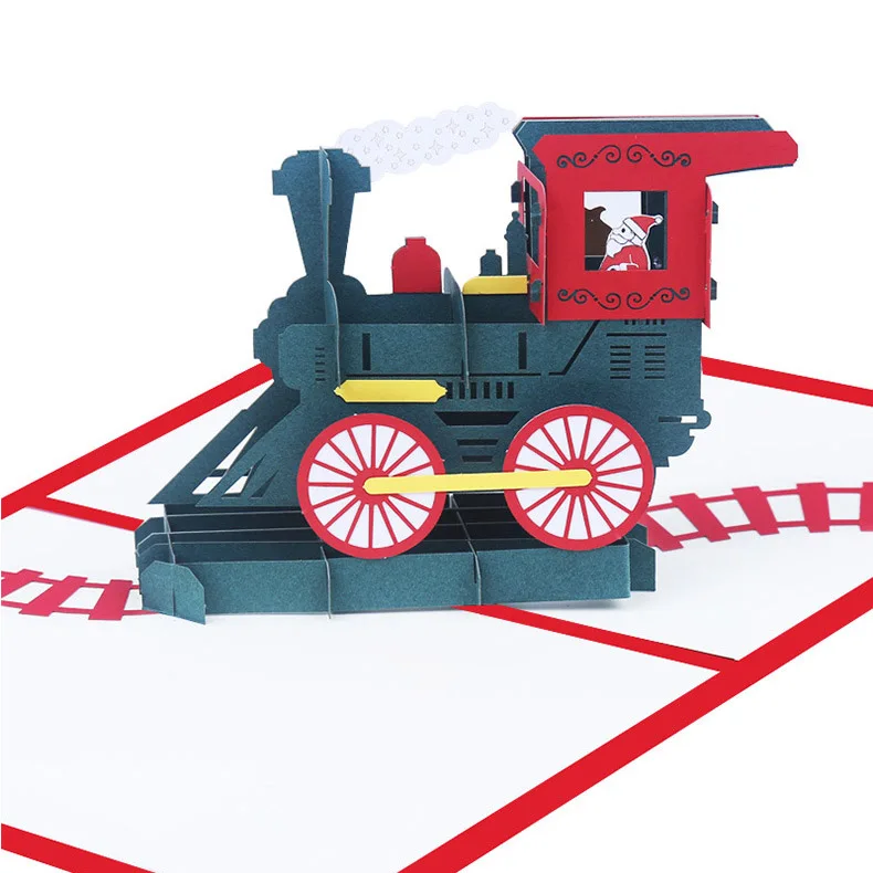 Santa Train Pop Up Card, 3D Card, Christmas Card, Holiday Card, Santa Card