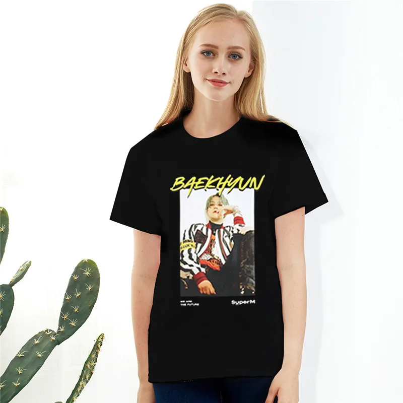 Kpop SUPERM SUPER M AR рубашки BAEKHYUN KAI официальная в том же стиле футболка оверсайз Топы с