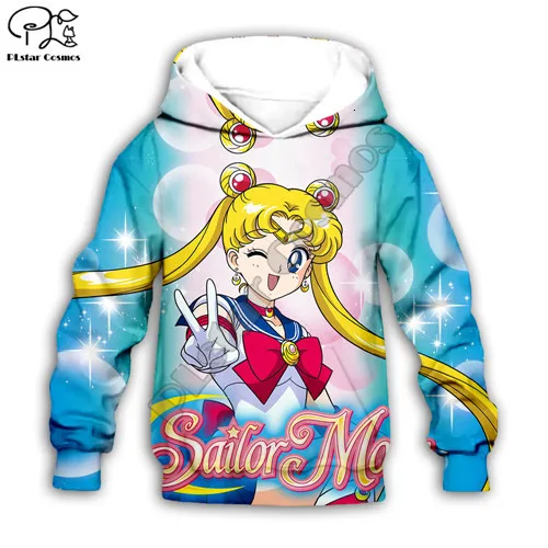 Kids hoodies Kid baby girl cloth Sailor Moon galaxy 3D Hoodie cartoon print daughter Sweatshirt Tsukino Usagi shirt toddler zipper pullover 6 - Цвет: Kids hoodies