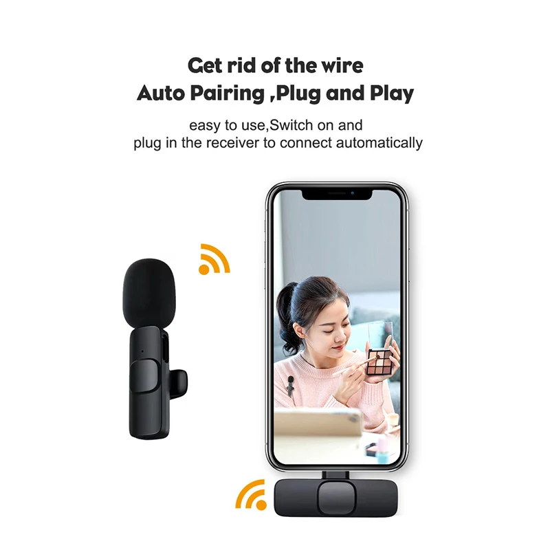 Wireless Lavalier Microphone Portable Audio Video Recording Mic For IPhone Android Live Game Mobile Phone