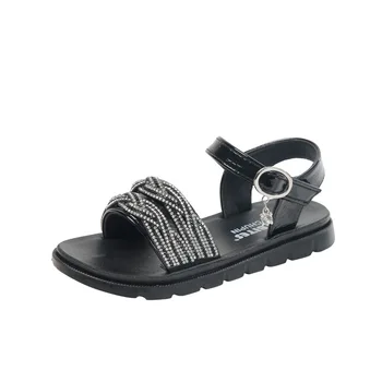 

Children's Flat Sandals Summer New Girls Princess Casual Shoes Baby Sweet Rhinestone Sandals Soft Bottom Crystal Shoes D191