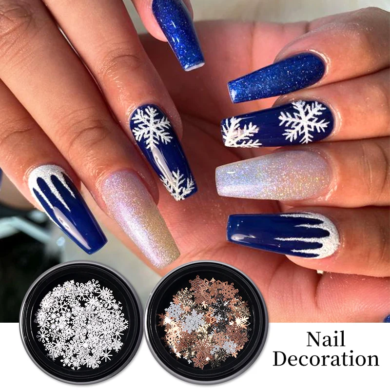 6mm/9mm Winter Mermaid Snowflake Nail Sequins 3d White Snow Glitter Flakes  For Diy Acrylic Charms Christmas Nail Art Decorations - Nail Glitter -  AliExpress