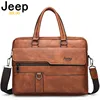 JEEP BULUO Brand Man Business Briefcase Bag Split Leather High Quality Men office Bags For 14 inch Laptop A4 File Causel Male ► Photo 1/6