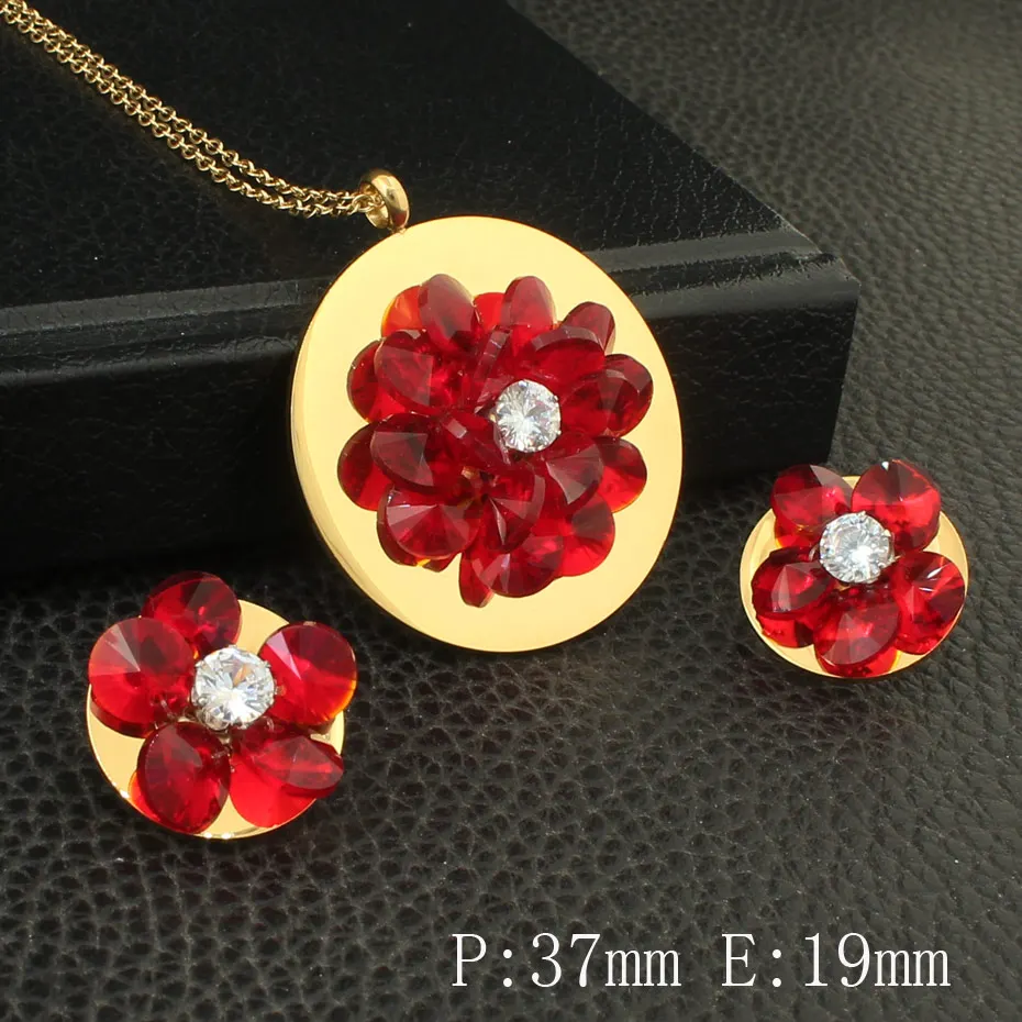 

6 Colors Stainless Steel Jewelry 45cm Necklace Stud Earrings Sets Supernova Sales for Women SEDZCIBD