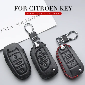 

KUKAKEY Genuine Leather Car Key Case Cover Car Styling For Citroen C1 C2 C3 C4 C5 C4l DS4 Xsara Picasso Berlingo Key Bag Holder