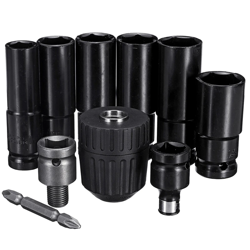 

10 Pcs Electric Wrench Screwdriver Hex Socket Head Kits Set for Impact Wrench Drill
