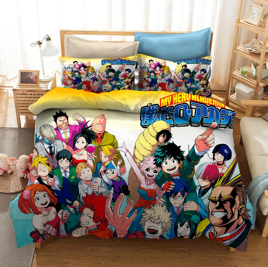 Anime My Hero Academia Bedding Set 3D Print Cartoon Queen King Size Duvet Covers Pillowcases Comforter Bedclothes Bed Linen Kids christmas duvet cover