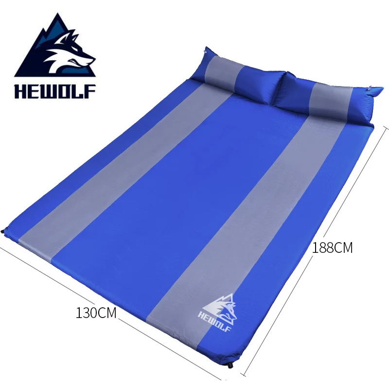 Blue Double Hewolf автоматический надувной походный коврик двойной человек расширяющийся влагостойкий комбинированный спальный коврик палатка коврик для отдыха на природе кемпинг путешествия - Цвет: Blue Double