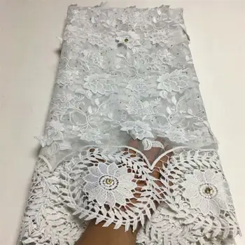 

2020 Latest African white Applique Lace Fabrics 2020 High Quality Lace Guipure Cord Lace Fabric For Women Party Dress Material