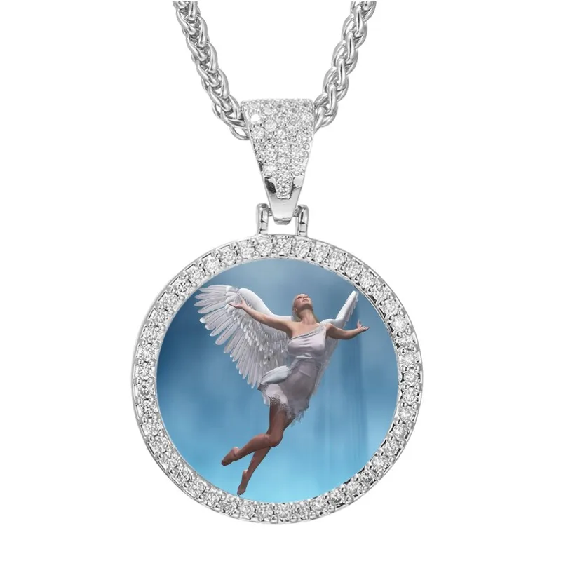Personalized Custom Photo Necklace Cubic Zircon Medallions Pendant Necklaces Family Friends Pets Good Time Memorial Jewelry Gift