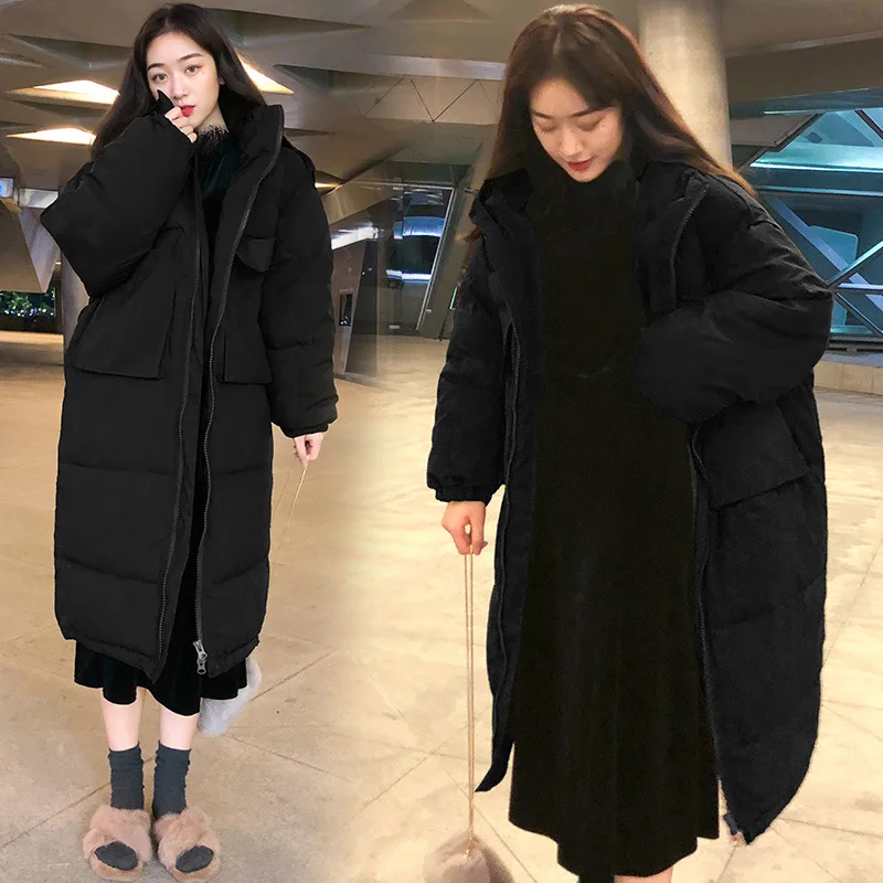 

Mid-length Slim Fit 2018 Winter New Style Fashion Long Sleeve Fashion Long Convention Solid Color Cotton-padded Clothes down Coa