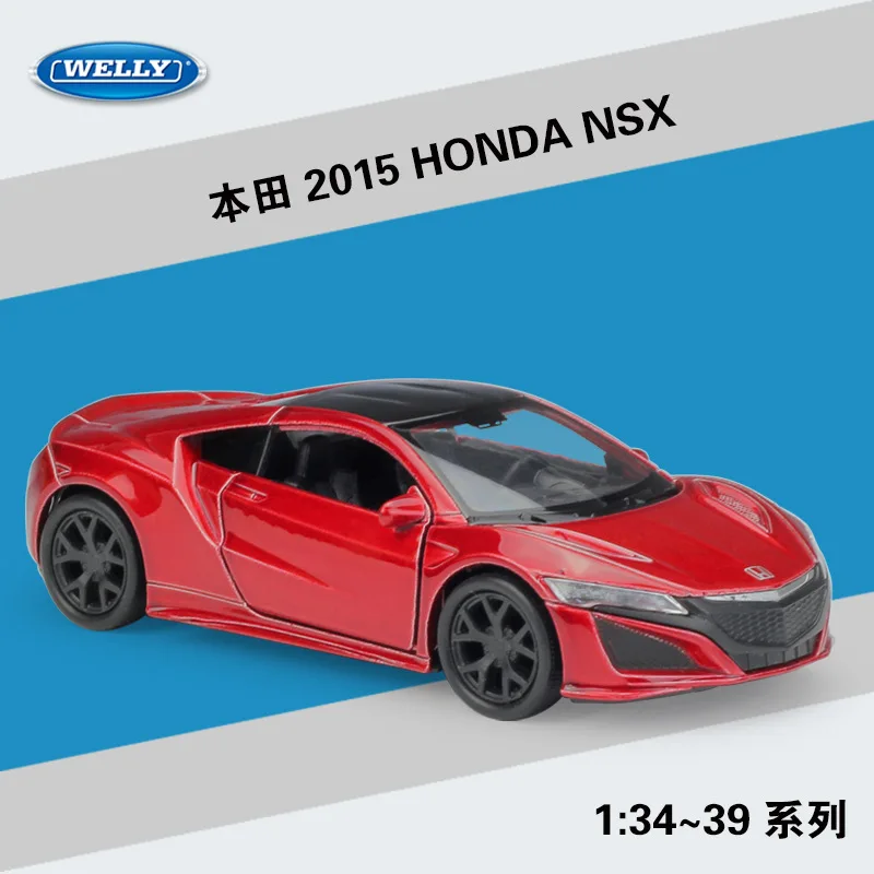 Welly 1:36 Simulation Metal Model Car Toy For 2015 HONDA NSX Alloy with Pull back function original box kid |
