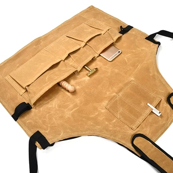 

Heavy Duty Work Apron Adjustable Oil Wax Cloth Tool Apron,Waterproof Carpenter A GXMA