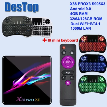 

X88 PRO X3 Smart Android TV Box Android 9.0 Amlogic S905X3 Set top Box 4K@60fps 4GB RAM 128G/64G/32G ROM 8K Media Player