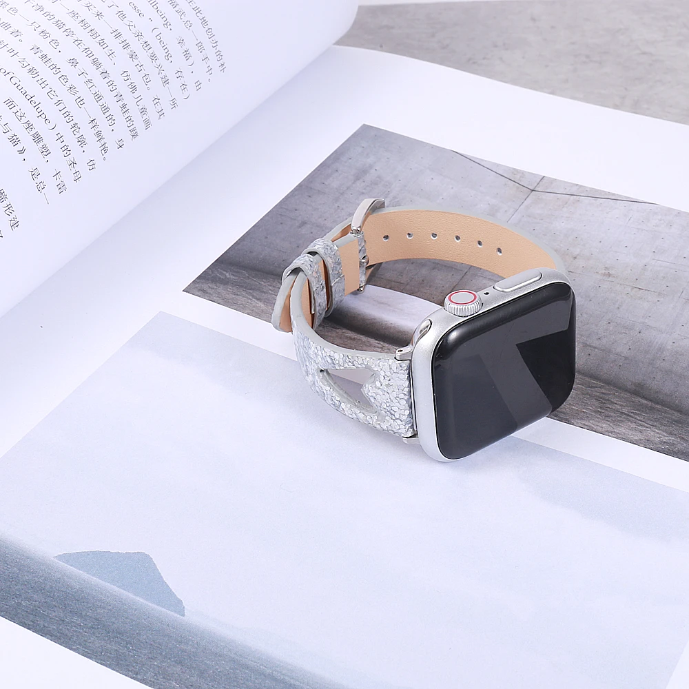 Кожаный ремешок для apple watch ремешок 40 мм 44 мм iwatch ремешок 38 мм 42 мм Блестящий ремешок из натуральной кожи apple watch 4 3 2 1 Аксессуары
