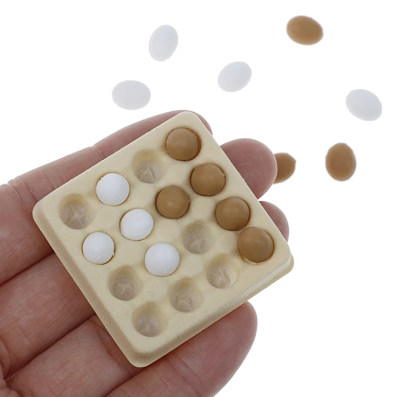 1:12 Scale Tray + 16Pcs Miniature Eggs Kitchen Food Accessories Decor For Dollhouse Kitchen Food Pretend Toys