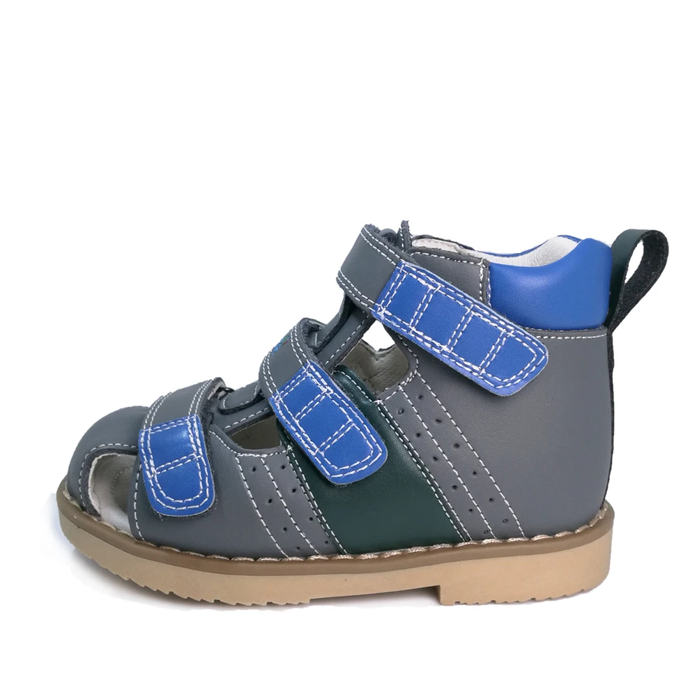 Ortoluckland New Boys Orthopedic Genuine Leather Shoes Closed Toe Toddler baby Sandals Shoes With Arch Support Skin Sole