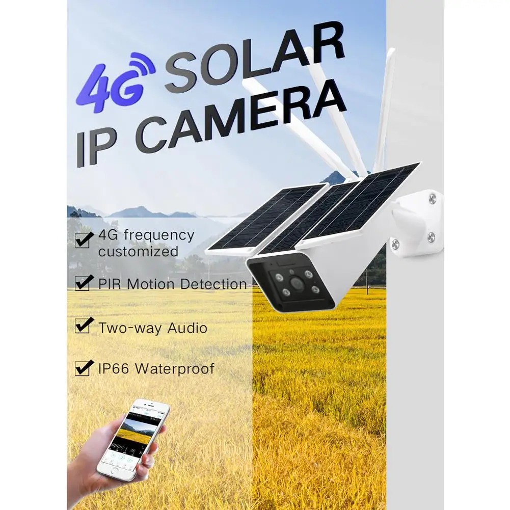 4G низкая мощность Солнечная беспроводная камера видеонаблюдения IP67 водонепроницаемая 1080P HD IR наружная IP камера безопасности