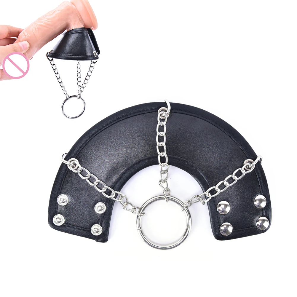 Reusable Penis Sleeve Scrotum Ring Bondage Chastity Cage Lock Sperm Cock Sex Toys For Men Delay Ejaculation Leather Male | Красота и
