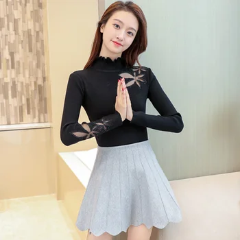 

Turtleneck sweater women 2020 Jumper embroidery Cutout Female Tops pullovers sweater woman fashion sweaters winter Pull femme