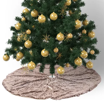 

Large Size 120cm Christmas Tree Skirt Long Fur Plush Pure Brown Carpet New Year Decoration Navidad Noel Rug Xmas Cover STGM01