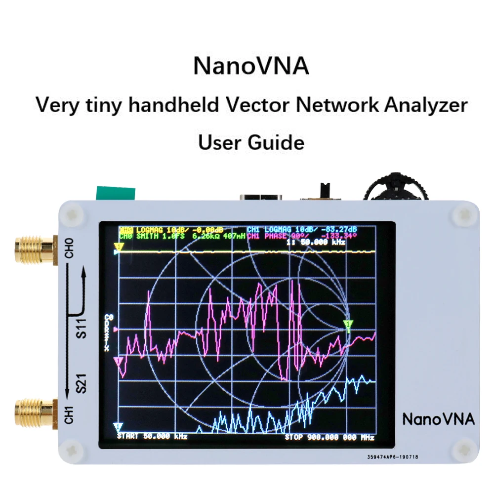 NanoVNA VNA Векторный анализатор цепей 50 кГц-900 МГц сенсорный ЖК-дисплей HF антенна УКВ, СКВ анализатор стоячая волна без батареи