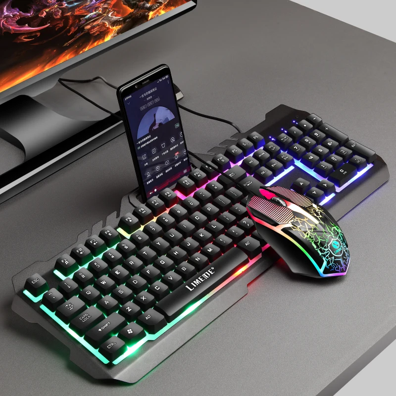 게임용 키보드 및 마우스 유선 키보드, 백라이트 키보드 게이머 키트, PC 노트북용 무음 게임용 마우스 세트