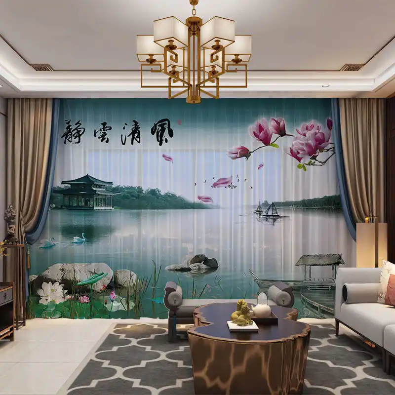 pejzazh shtory 3d na zakaz gostinaya otvesnyj tyul zanaveski dlya komnaty ukrashenie dlya shtor krasivye printy zanaveski