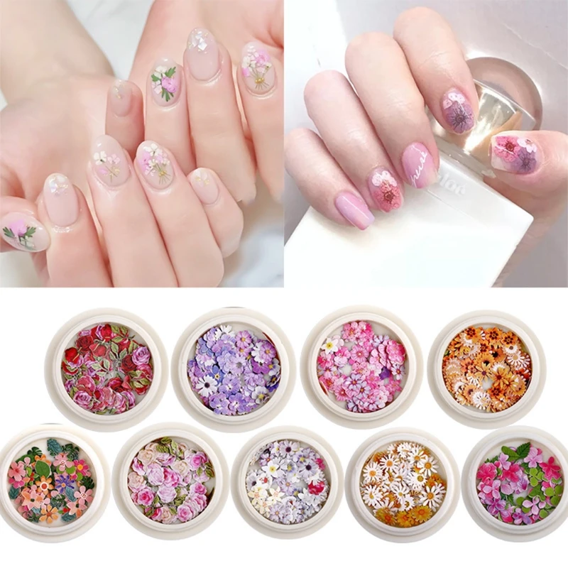 1 Set 9 Styles Wood Pulp Sheets DIY 3D Flower Nail Decal Stickers for UV Epoxy Resin Molds Art Manicure Handcraft | Украшения и