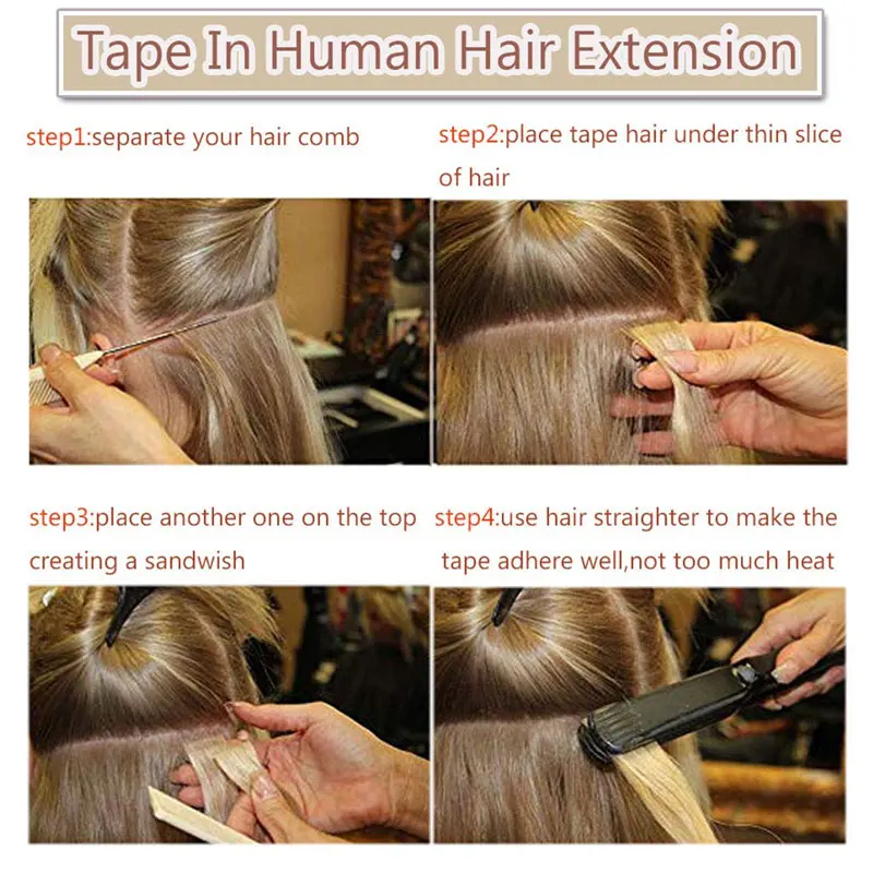 SEGO 12"-24" 2.5g/pc 20Pcs Tape in Hair Extensions Non-Remy Double Side Skin Weft Tape in Human Hair Extensions Brown Blonde