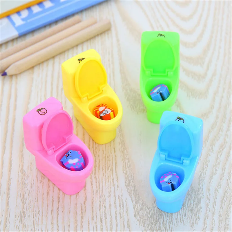 1pcs toilet-shaped pencil sharpener plastic pencil sharpener cute school supplies promotional gifts retail YOU SHONE