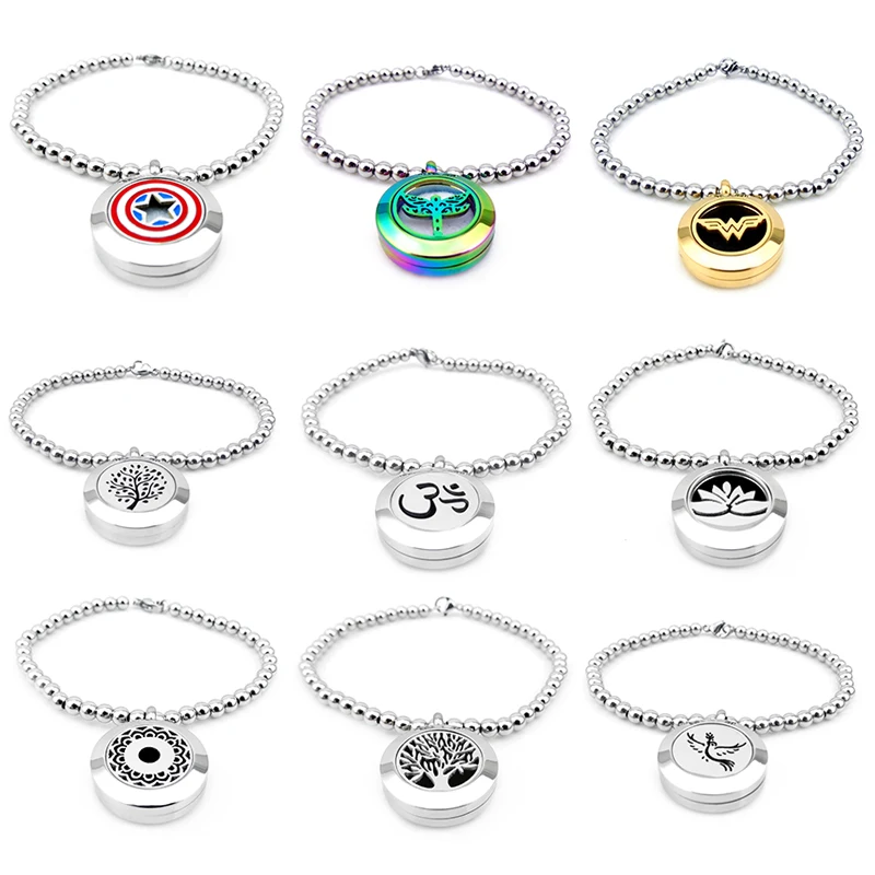 BS008-33 DIY essential oil locketbracelet expandable bangle bracelets for women stainless steel-1 