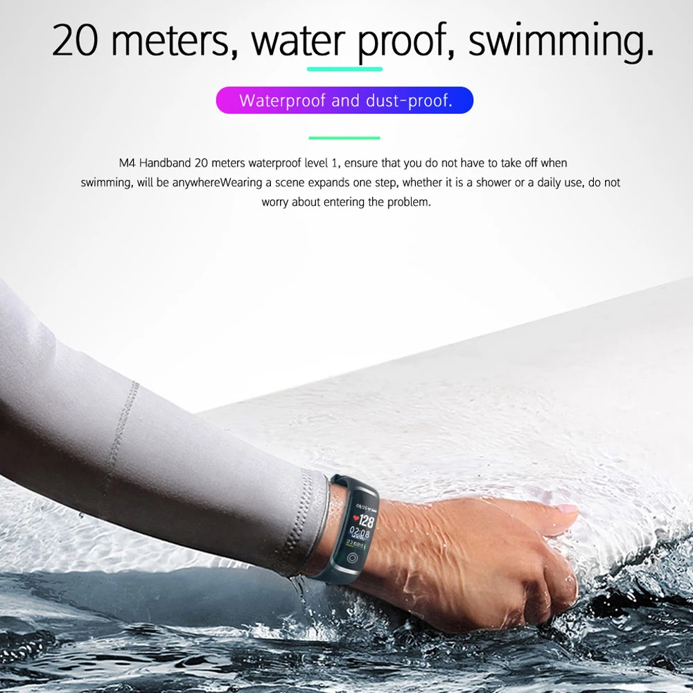 Rovtop M4 Смарт-часы для мужчин браслет IP67 Водонепроницаемый 20 м плавание монитор фитнес-трекер для измерения сердечного ритма подходят для женщин Смарт-часы Смарт-браслет