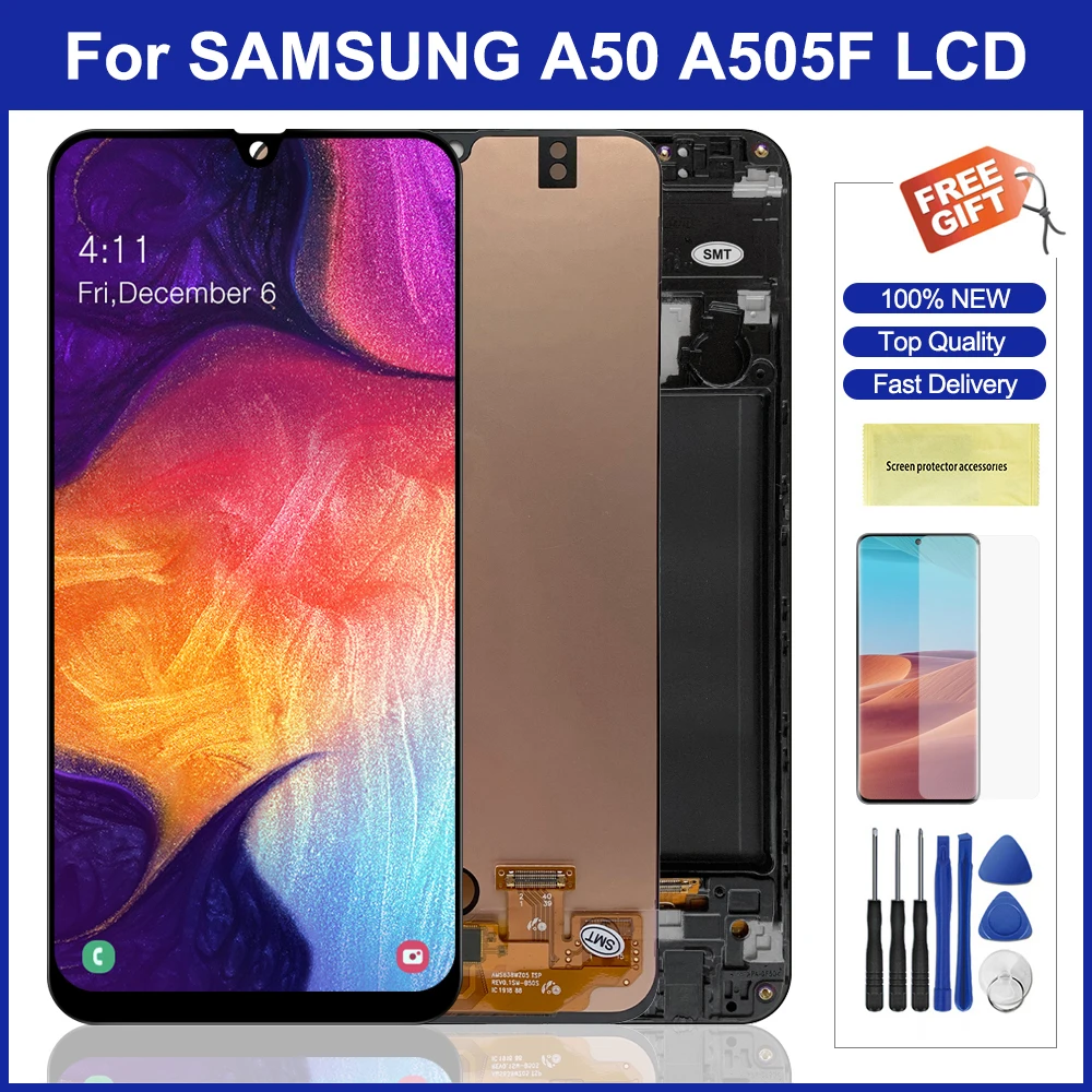 ЖК дисплей Super Amoled 6 4 дюйма для Samsung Galaxy A50 сенсорный экран панель дигитайзер
