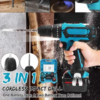 

12V/21V Max Electric Screwdriver Cordless Drill Mini Wireless Power Driver DC Lithium-Ion Battery 18Mode 2 Speed Electric Drill
