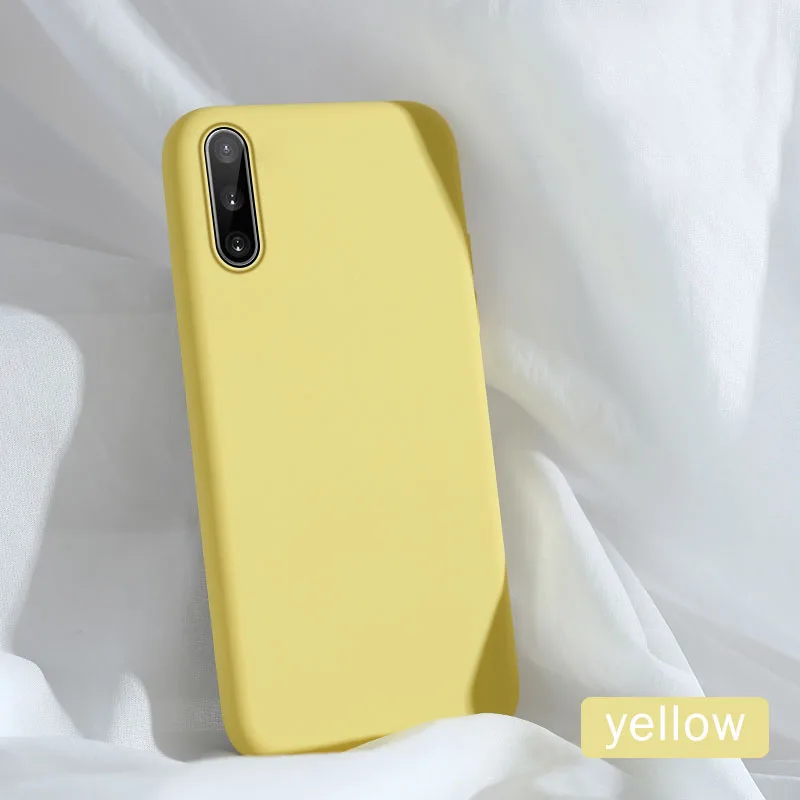 Жидкий силиконовый чехол для samsung Galaxy A50 A50s A10 A70 A20 A30s A40 тапочки однотонного яркого S8 S9 S10 Note 8, 9, 10, плюс противоударный чехол - Цвет: yellow