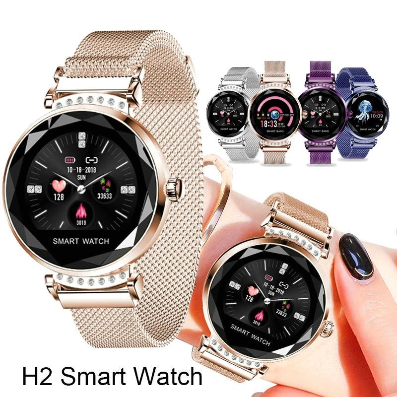 Newest Fashion H2 Smart Watch Women 3D Diamond Glass Heart Rate Blood Pressure Sleep Monitor Best Gift Smartwatch