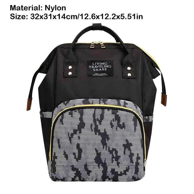 Black camouflage Новинка, модная сумка для мумии, для подгузников, в полоску, большая вместительность, рюкзак для мамы, женский, для путешествий, шоппинга, для кормления, для хранения подгузников, сумка-Органайзер - Цвет: Black camouflage