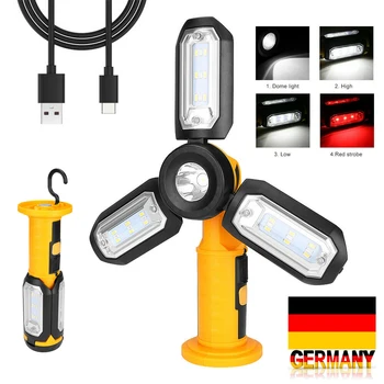 

Rechargeable LED Flashlight Car Repaire Working Light COB Foldable Camping Flashlight Torch Lantern Spotlight