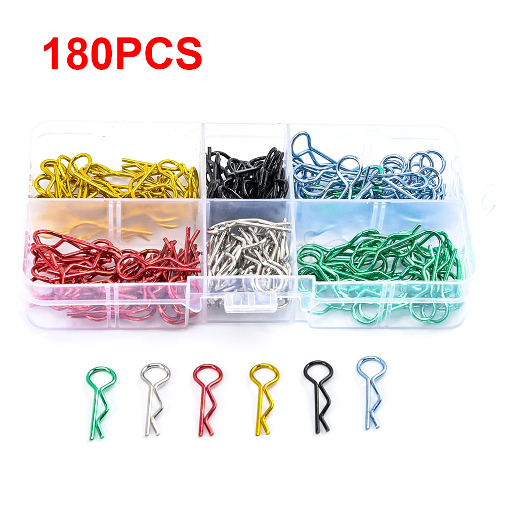 180Pcs/Set RC Car Metal Bodyshell Clips Pins R Shape Tool Box for Traxxas TRX4 1/10 Buggy Rock Crawler Models | Игрушки и хобби