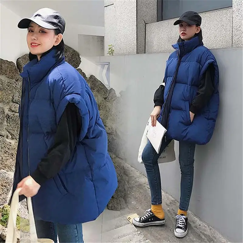 Blue vest Большой хлопковый жилет, Женское пальто, повседневная куртка без рукавов, теплый плотный жилет, Свободный жилет, женский жилет с карманами, женский жилет Q2074 - Цвет: Blue vest