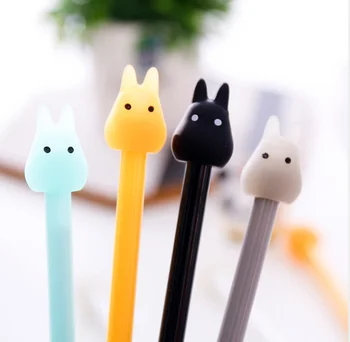 

100pcs/Lot Wholesale Gel Pen Cartoon Creative Jelly Color Grey Cat Signature Pen Korean Stationery Writing Supplies 0.38mm GP585