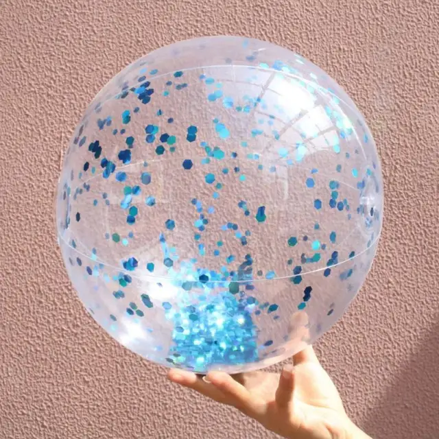 Color Sequin Beach Ball Transparent PVC Flashing Water Balloons Polo Inflatable Toy Photo Props Swimming Pools Playing Fun Tools 5