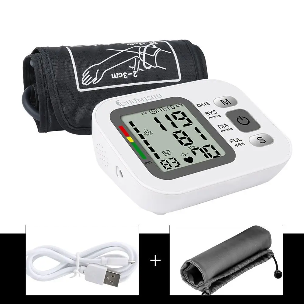 

Wrist Blood Pressure USB Rechargeable Monitor Electric Automatic Digital Heart Rate PR Tonometer Sphygmomanometer