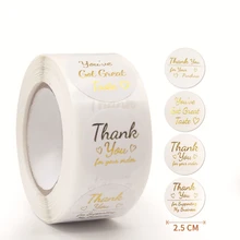 

500Pcs 1Inch/ 2.5CM Golden Thank You Label Stickers for Gift Card Box Package Party Wrapping Decorate Baking Food Small Business