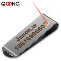 QOONG Custom Lettering Stainless Steel Silver Color Slim Pocket Money Clip Business Credit Card Cash Wallet Bill Clip QZ40-008 1